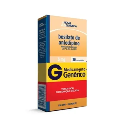 Besilato De Anlodipino 5Mg Nova Química Com 30 Comprimidos
