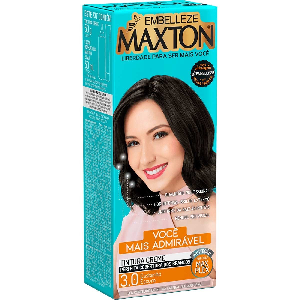 Tinta de Cabelo Castanho Escuro 3.0- MAXTON