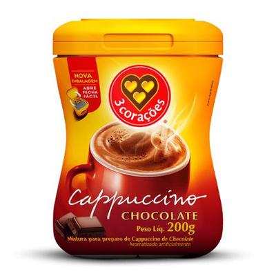 Cappuccino 3 Corações Chocolate Pote 200g