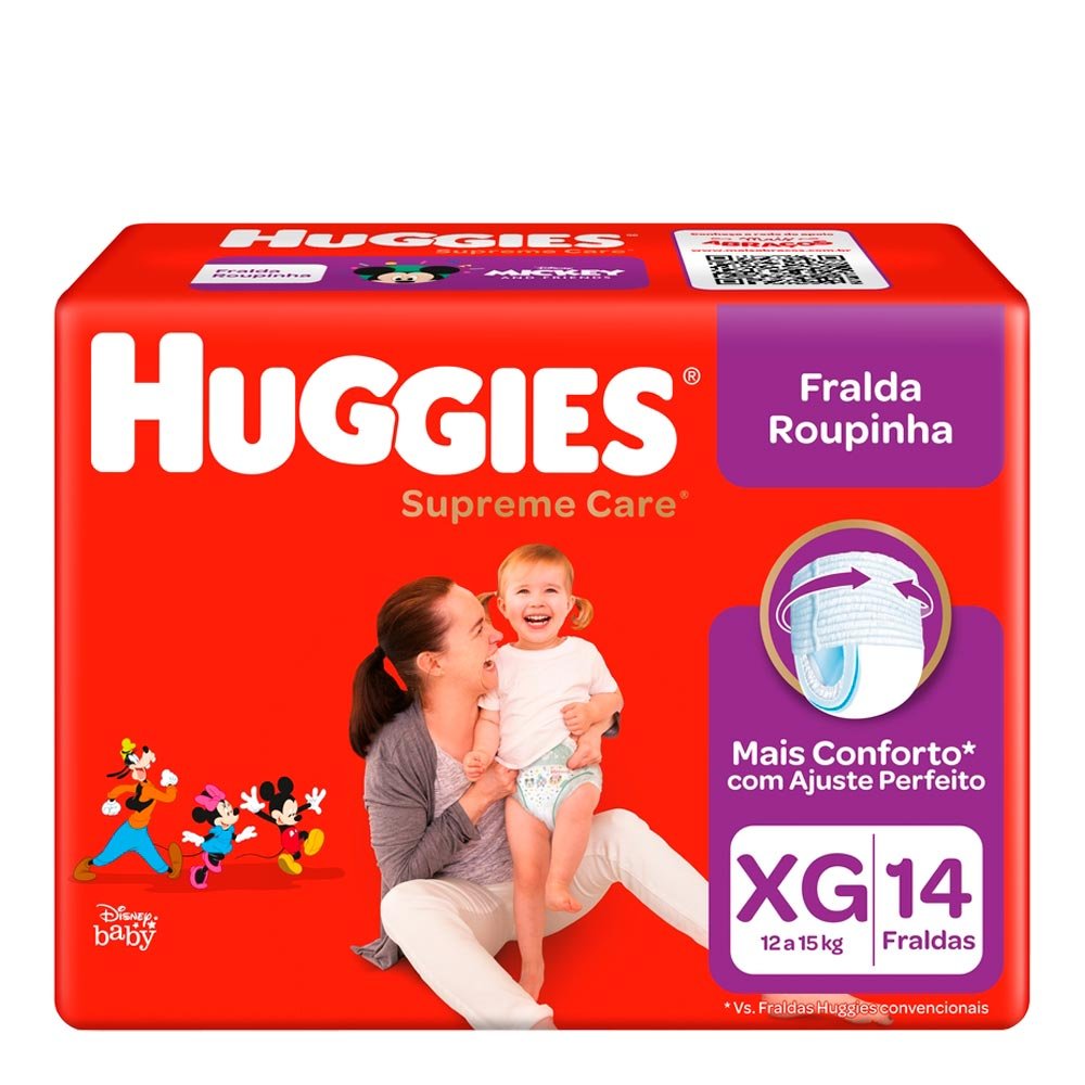 Fralda Roupinha Huggies Supreme Care Xg com 14 Unidades