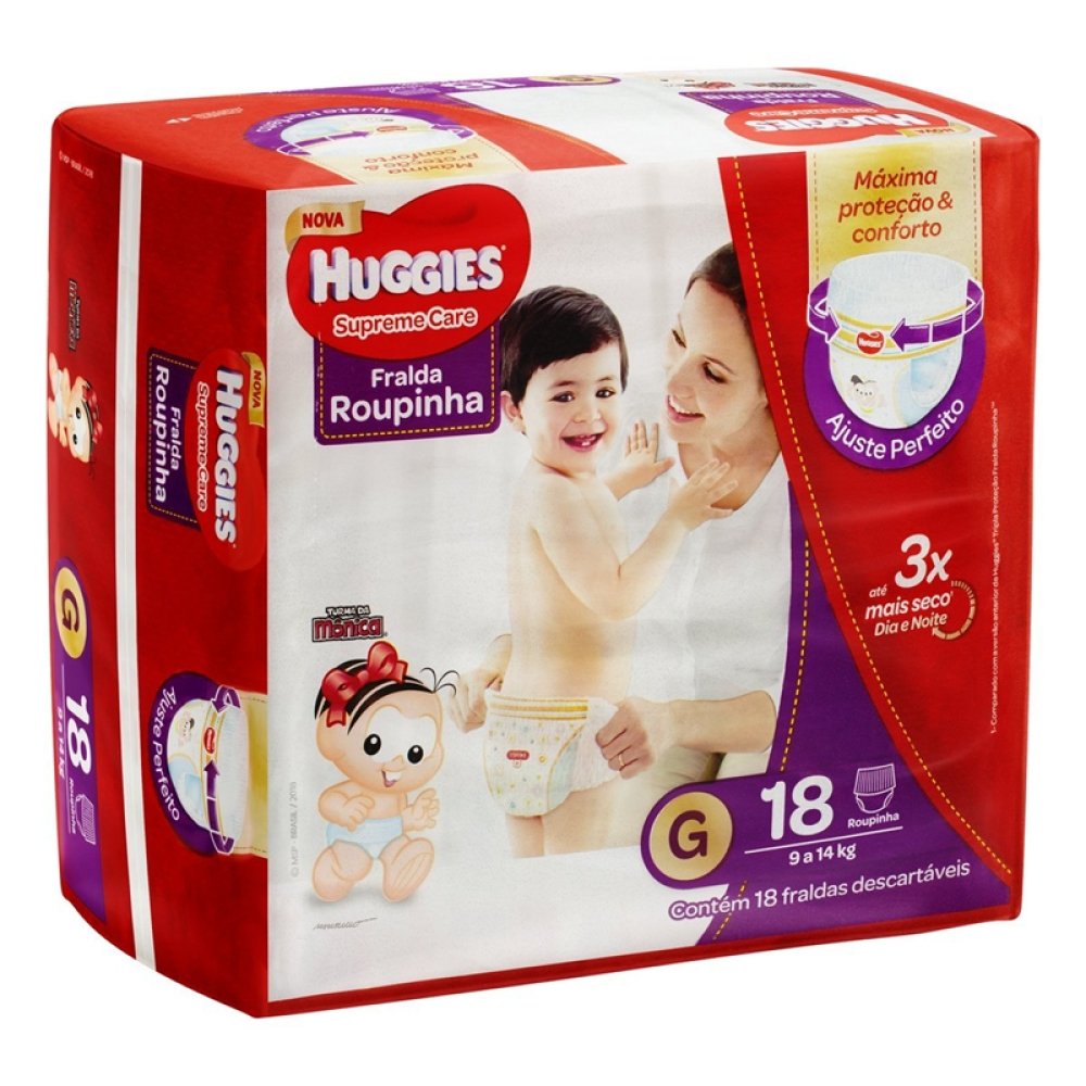 Fralda Huggies Supreme Care G - Roupinha - 18 unidades