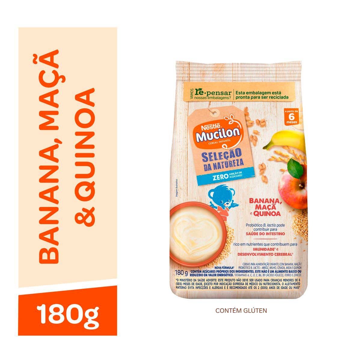 Mucilon Banana Maça Quinoa Sache 180g - NESTLE