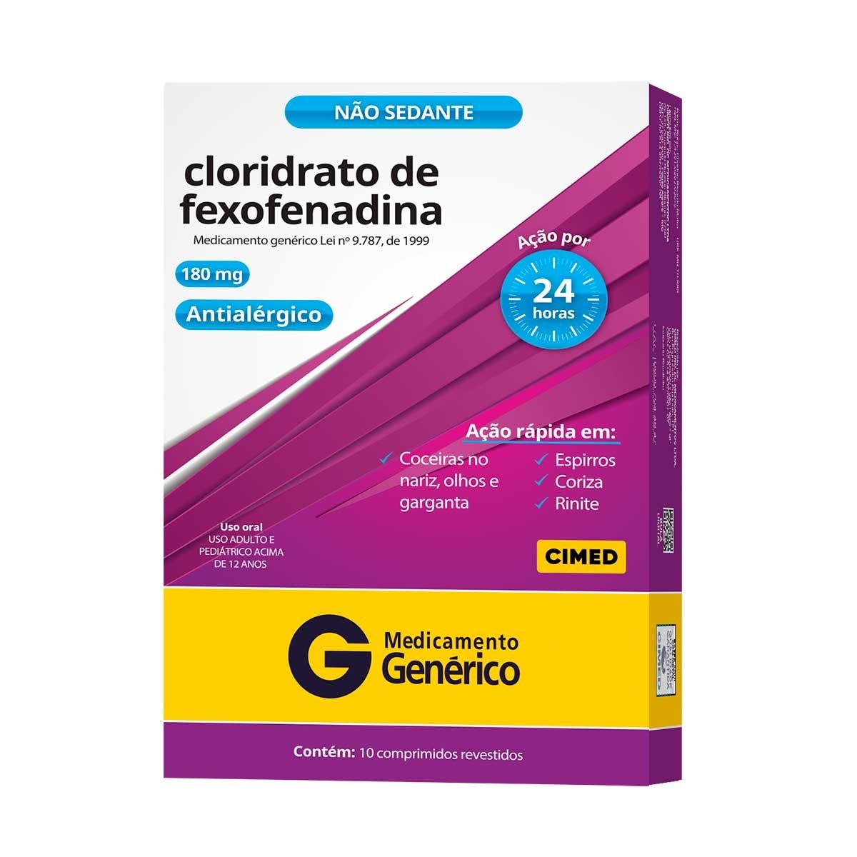 Cloridrato De Fexofenadina 180Mg Cimed 10 Comprimidos