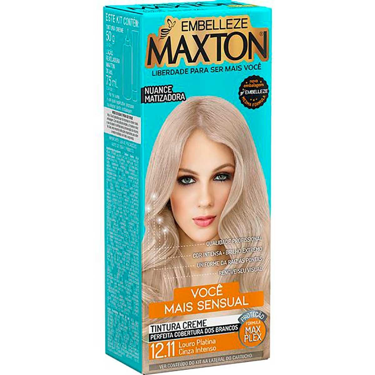 Tintura Maxton Louro Platina Cinza Intenso 12.11