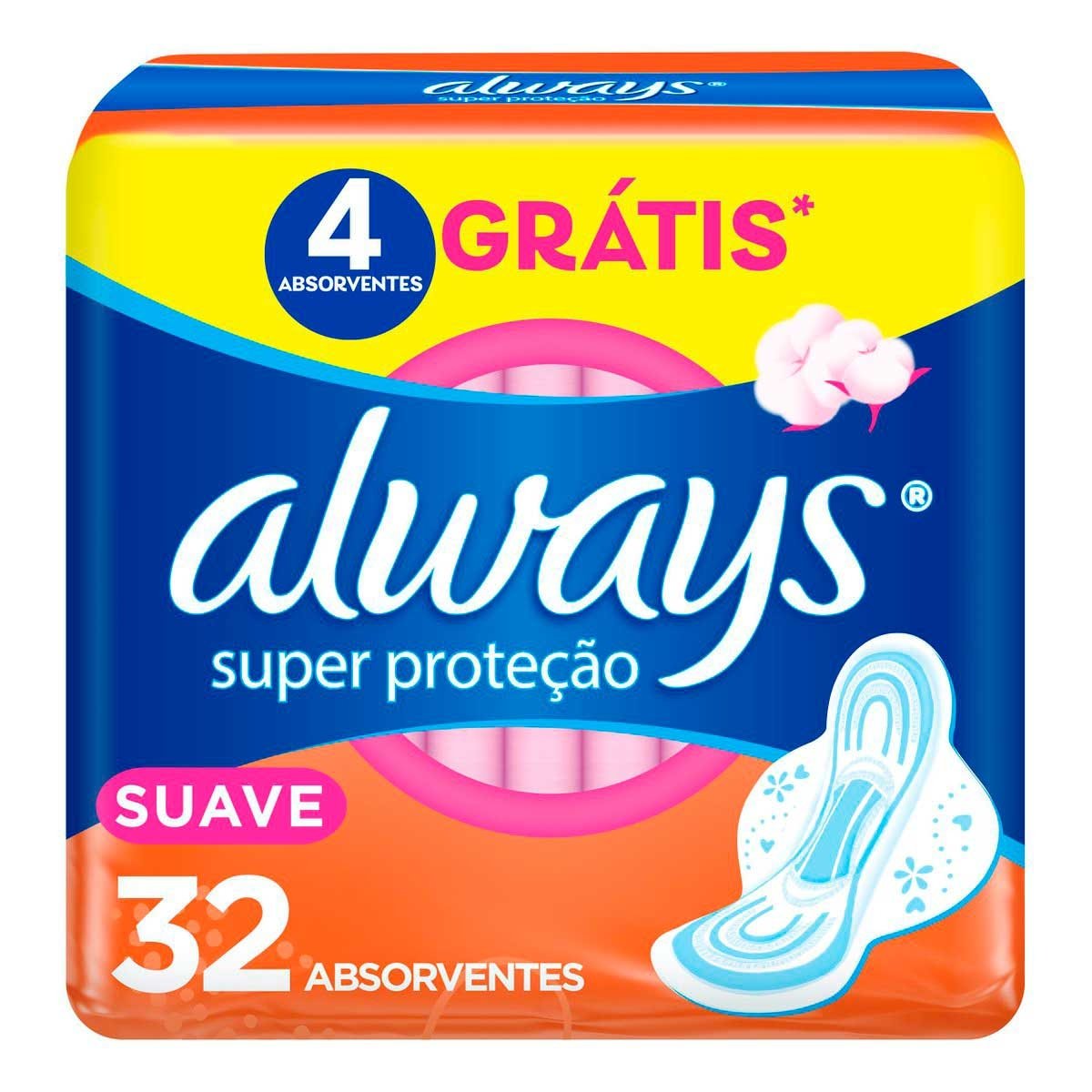 Absorvente Always Suave P com Abas 32 unidades