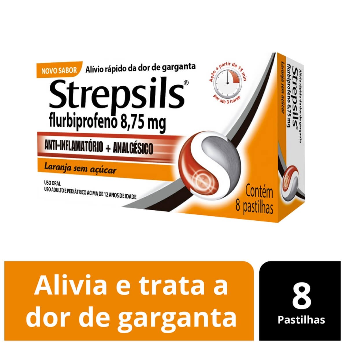 STREPSILS LARANJA 8 PASTILHAS (REC)