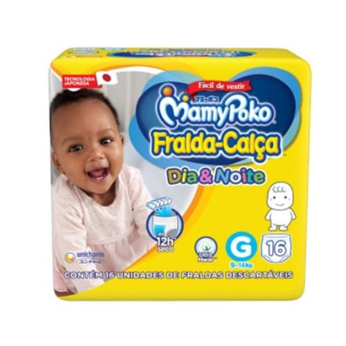 Fralda Mamypoko Calcinha Regular Dia e Noite 16 Unidades