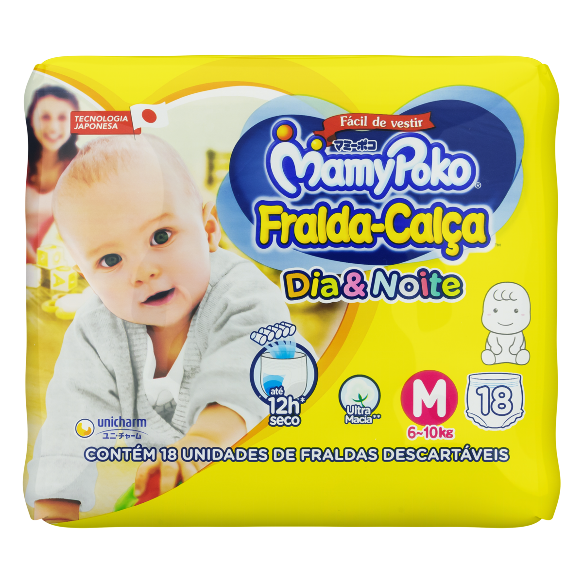 Fralda Calça Dia&Noite Descartáveis Mamypoko Tamanho M C/18