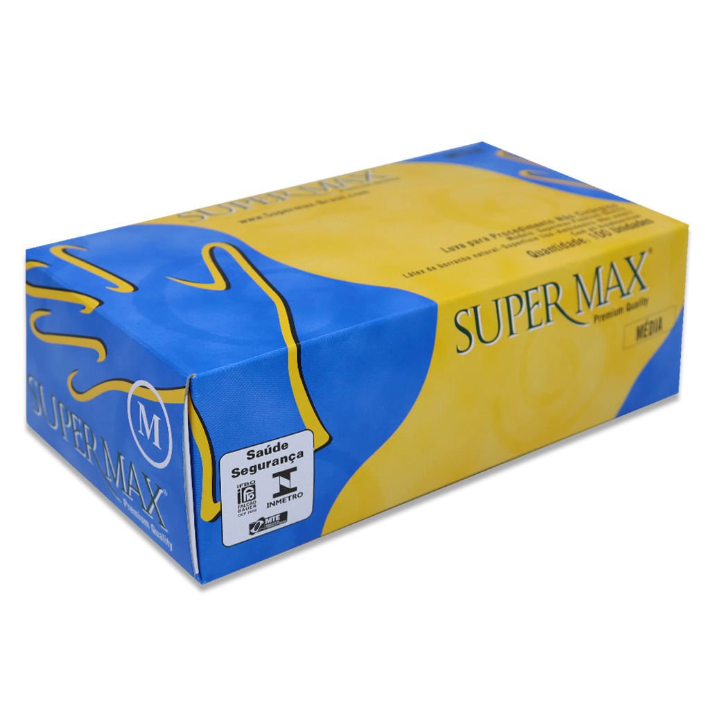 Luva De Procedimento Supermax Tam M C/Po 100Unidades
