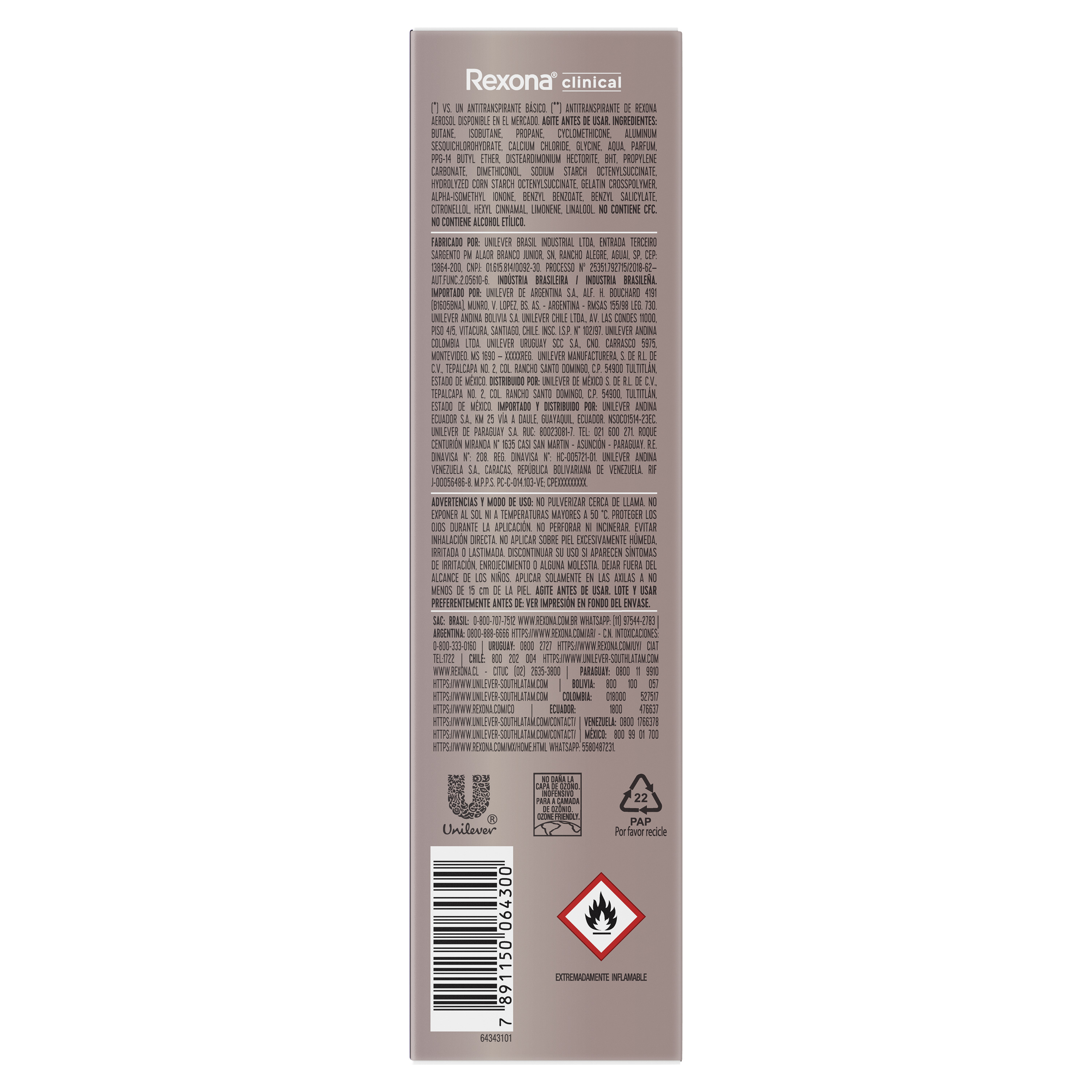 Desodorante Aerosol Rexona Clin Extra Dry 91g