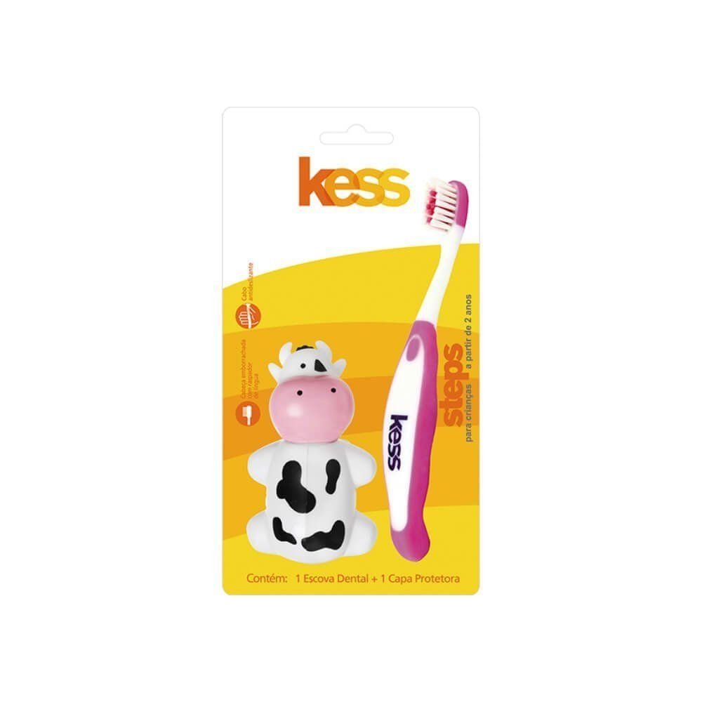 Escova Dental Infantil Kess Steps Com Capa Protetora