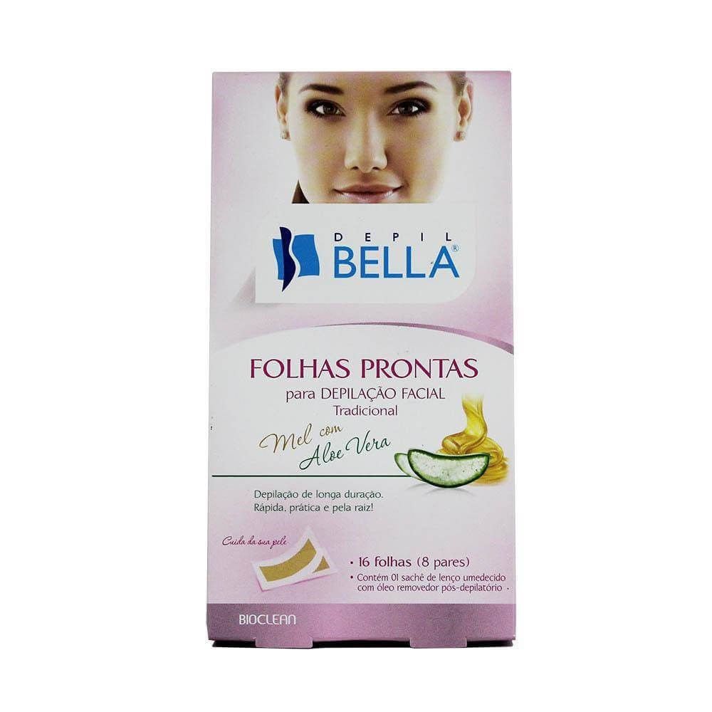 Folha Depilação Bella Facial Mel/Aloe C/16Unidades