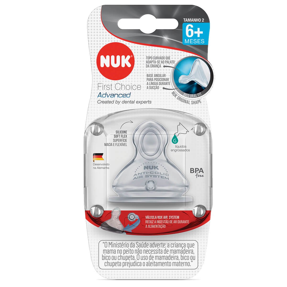 Bico para Mamadeira NUK First Choice Advanced Tamanho 2