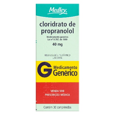 Cloridrato De Propranolol 40Mg Medley 30 Comprimidos
