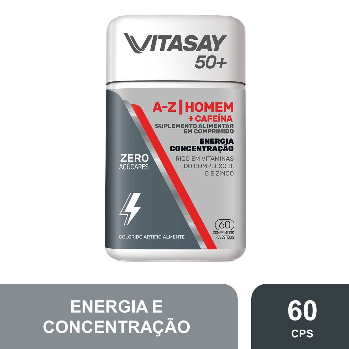 Polivitamínico Vitasay 50+ Homem A-Z + Cafeína 60 comprimido