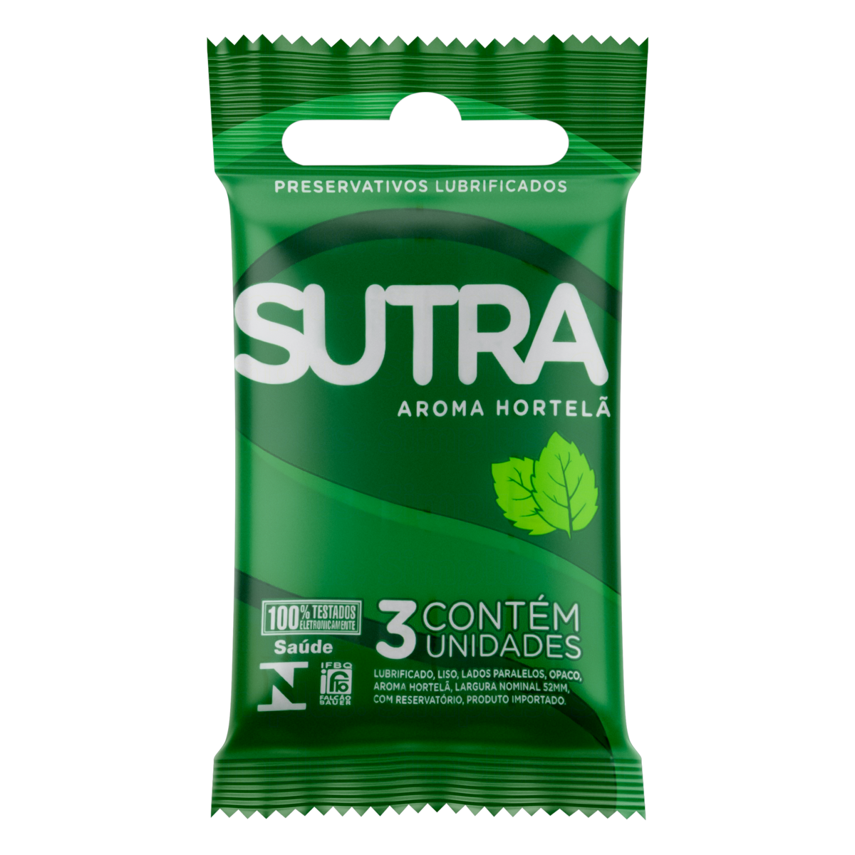 Preservativo Masculino Lubrificado Hortelã Sutra 3 Unidades