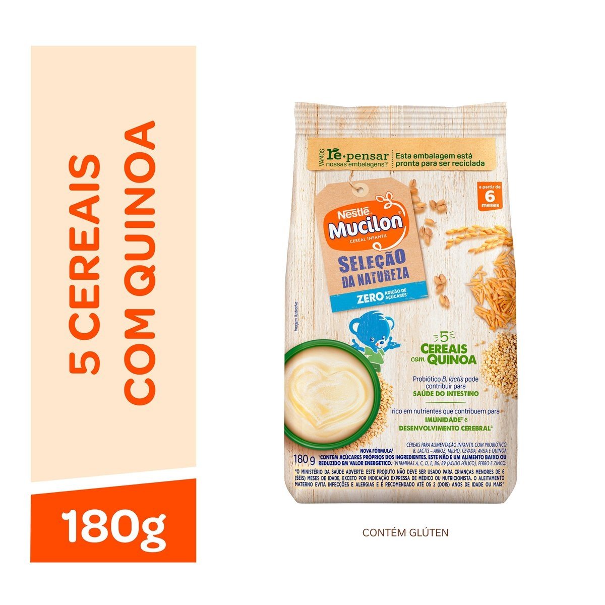 MUCILON 5CEREAIS QUINOA ZERO ACUCAR 180G