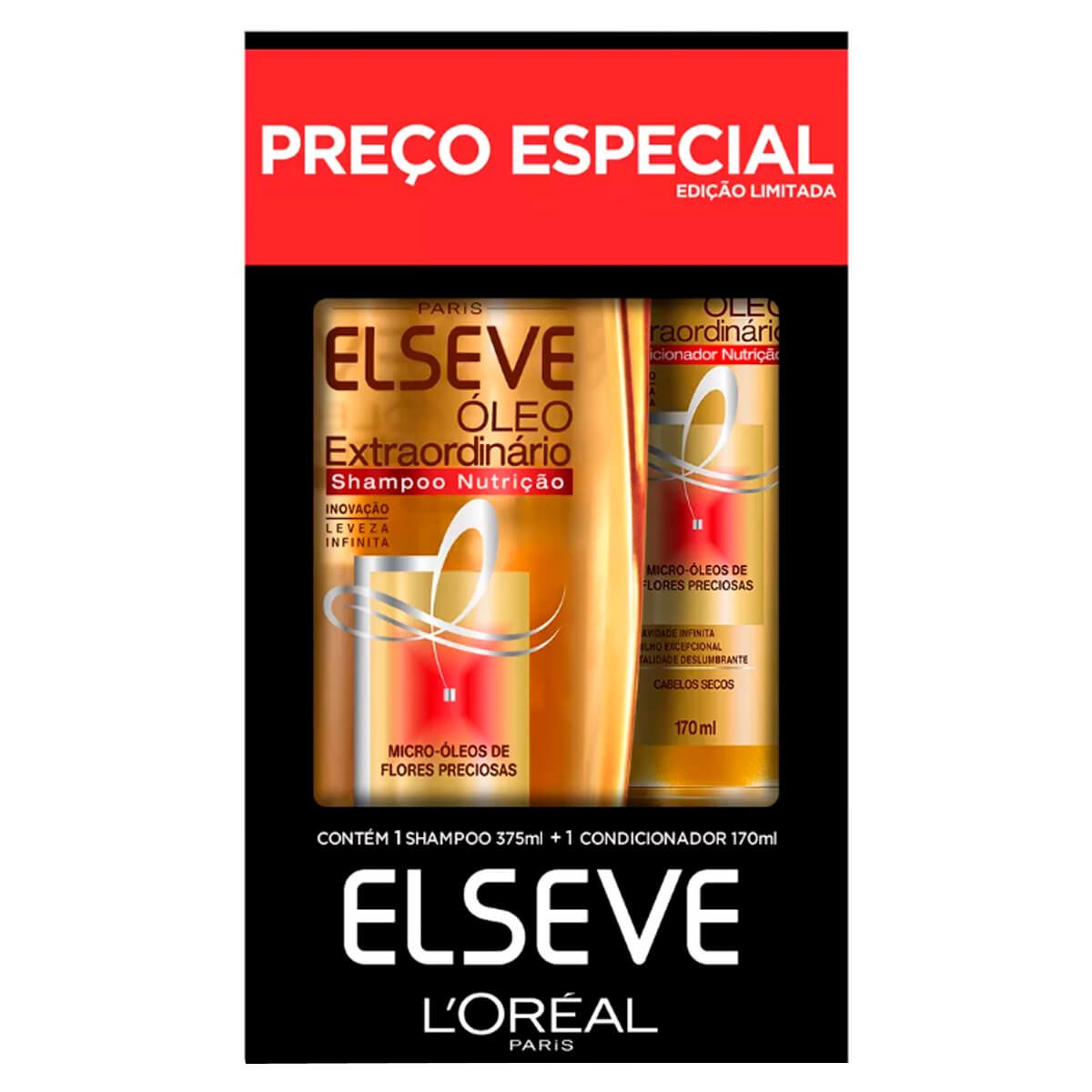 Kit Elseve Óleo Extraordinário Shampoo 375ml+Condicion170ml