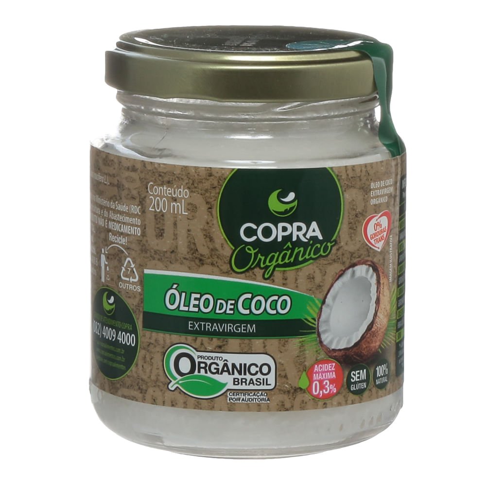 Óleo De Coco Copra Orgânico Extra Virgem 200ml
