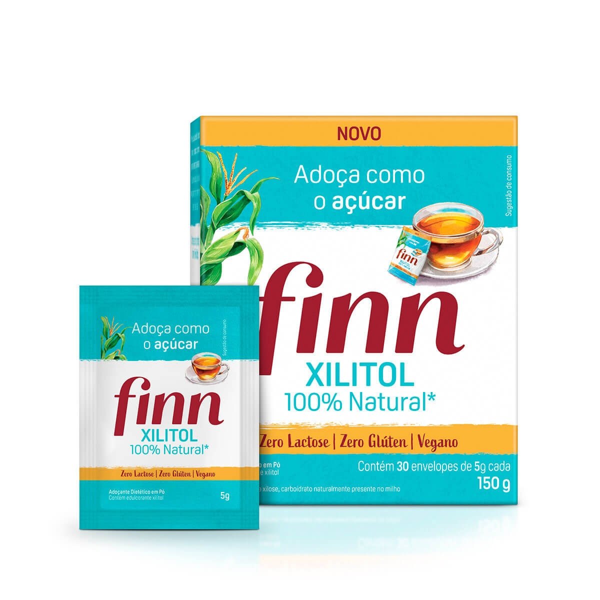 Adoçante em Pó Finn Xilitol com 30 sachês de 5g