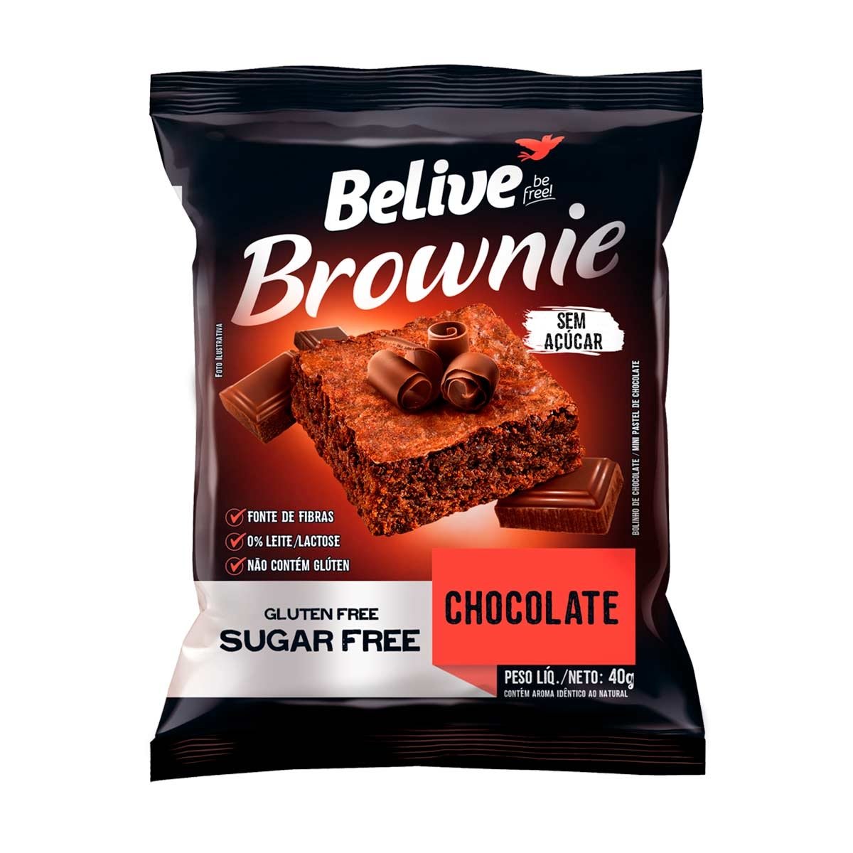 Brownie Zero Açúcar Sabor Chocolate Belive 40G