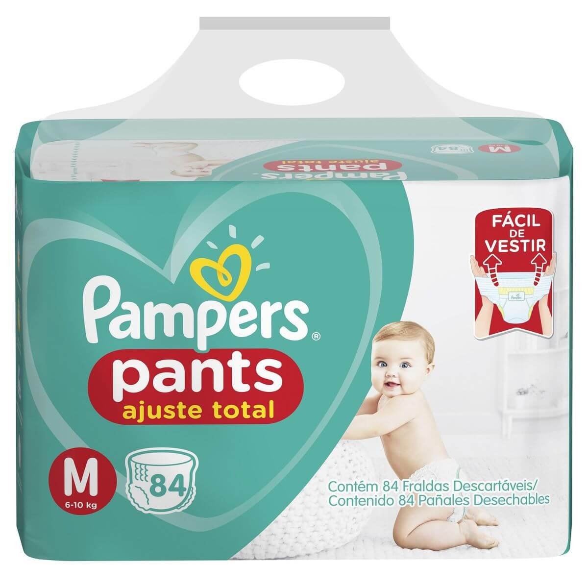 Fralda Pampers Pants Ajuste Total M - 84 Unidades