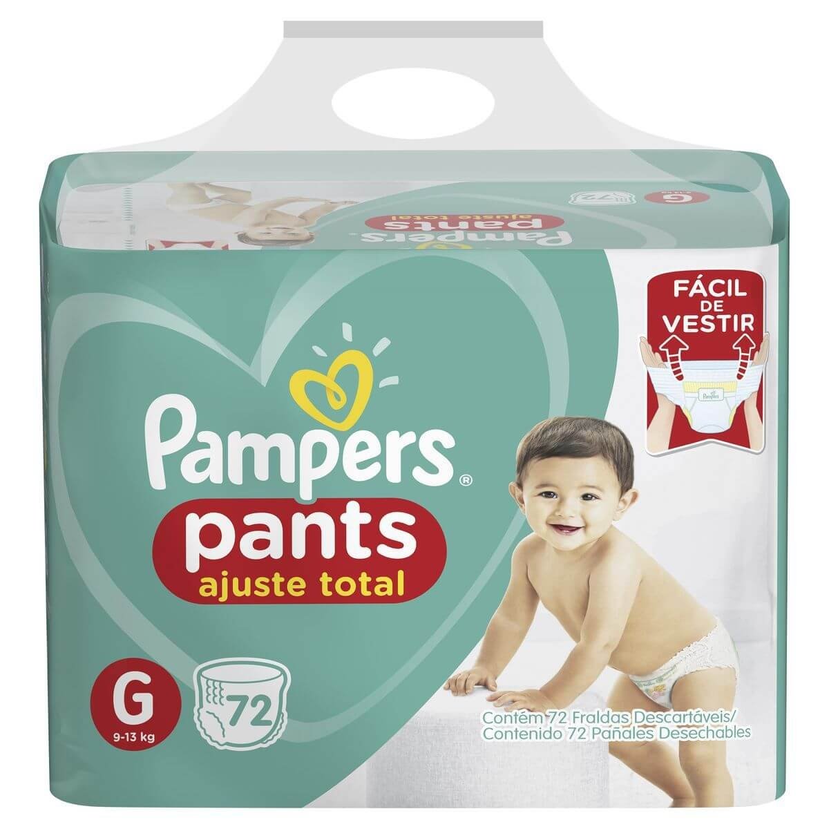 Fralda Pampers Pants Tamanho G Ajuste Total Pacote 72Un