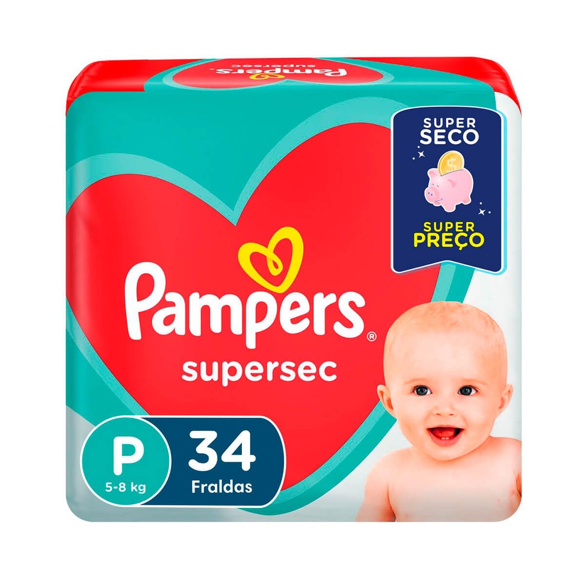 Fraldas Supersec P 34 Unidades - PAMPERS