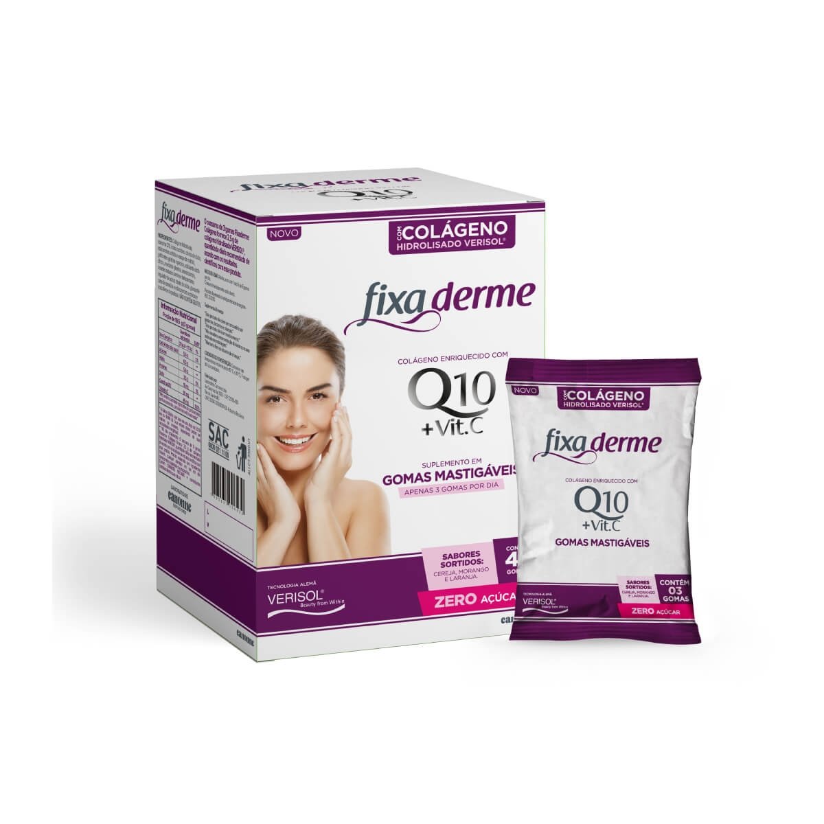Fixa Derme com 45 Gomas Mastigáveis