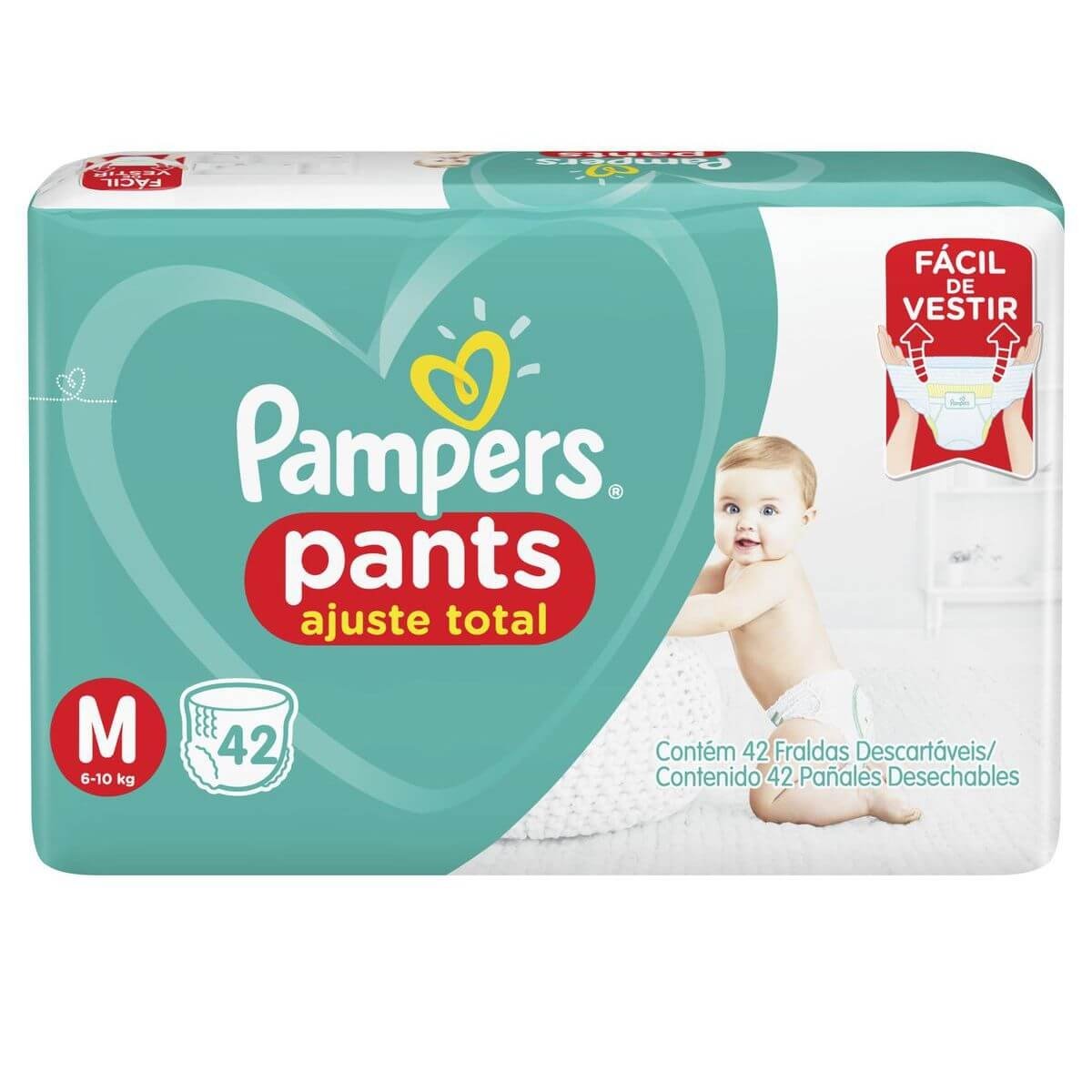 Fralda Pampers Pants Ajuste Total M - 42 Unidades