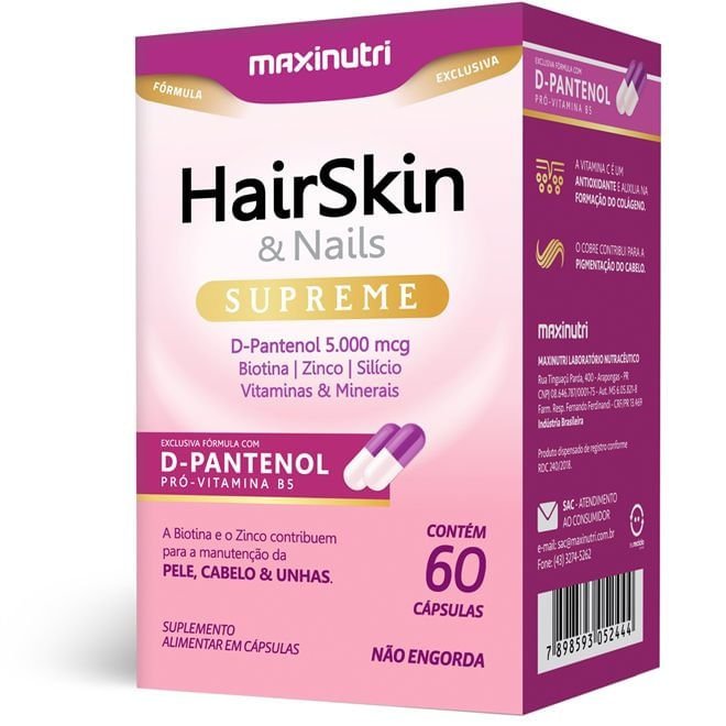 Hairskin & Nails D-Pantenol Femme Maxinutri Com 60 Cápsulas