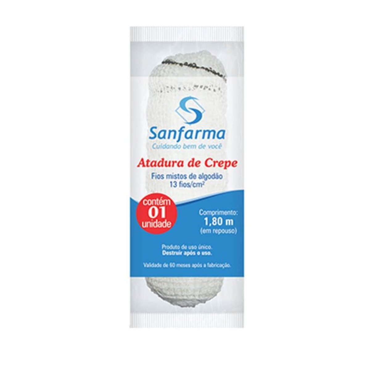 Atadura de Crepe 10cmx1,8m 1 Unidade - SANFARMA