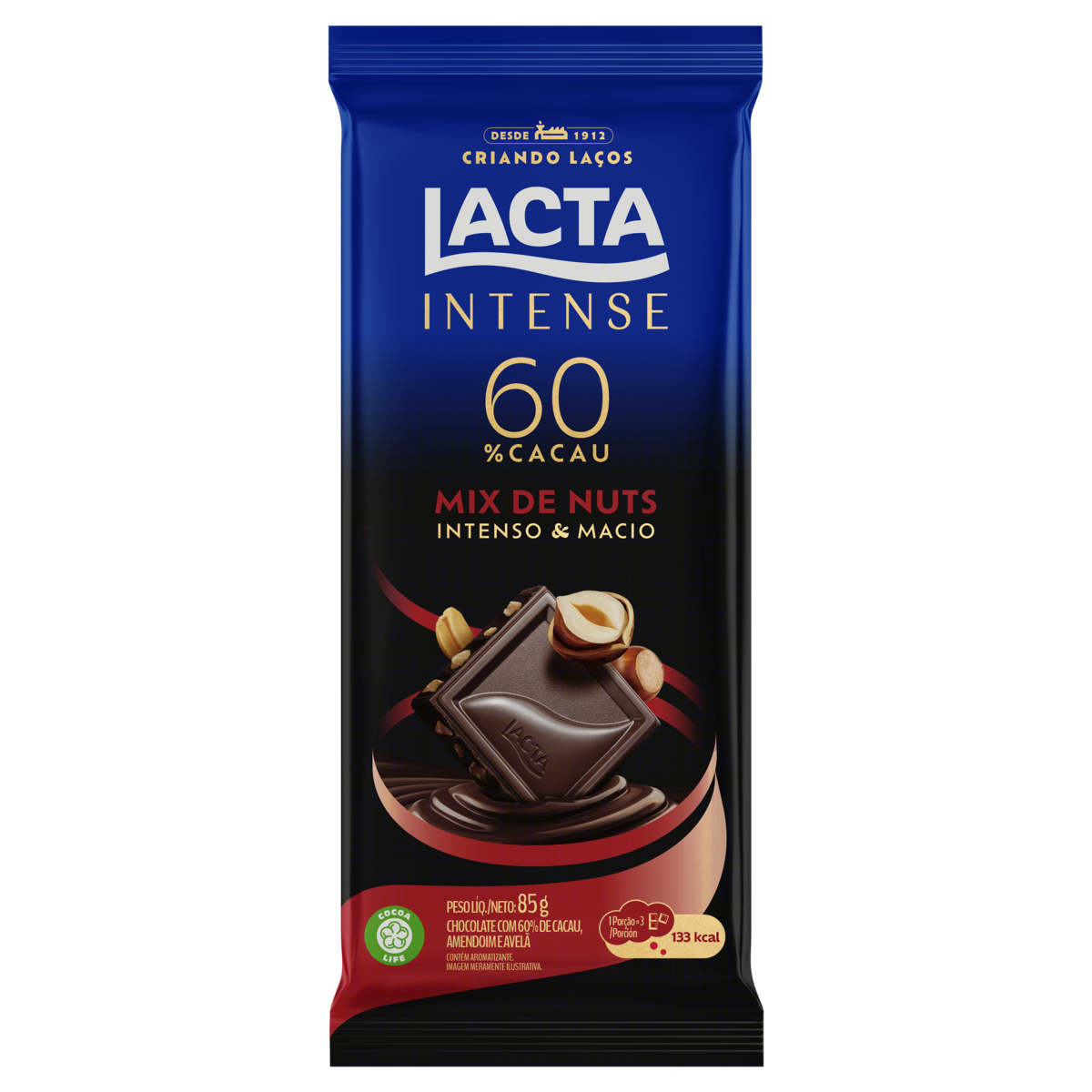 CHOC LACTA INTENSE 60PC MIX NUTS 85G