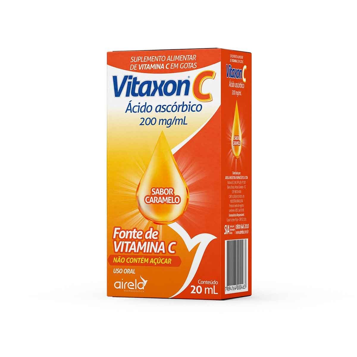 Vitaxon C 200Mg/Ml Sabor Caramelo Airela Frasco Com 20Ml
