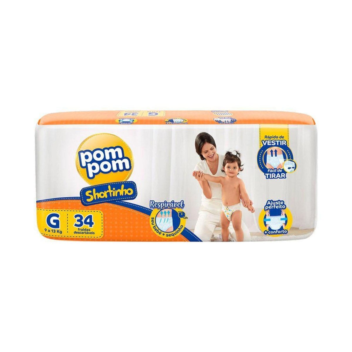 Fralda Pompom Shortinho Jumbinho G 34Unidades9Pom)