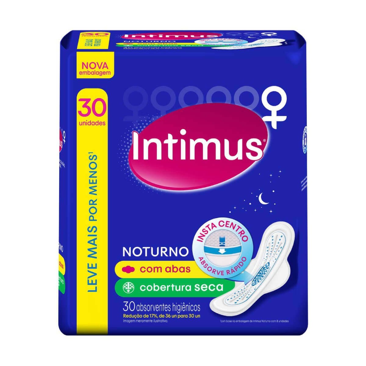 Absorvente Noturno Cobertura Seca Com Abas Intimus 30Un