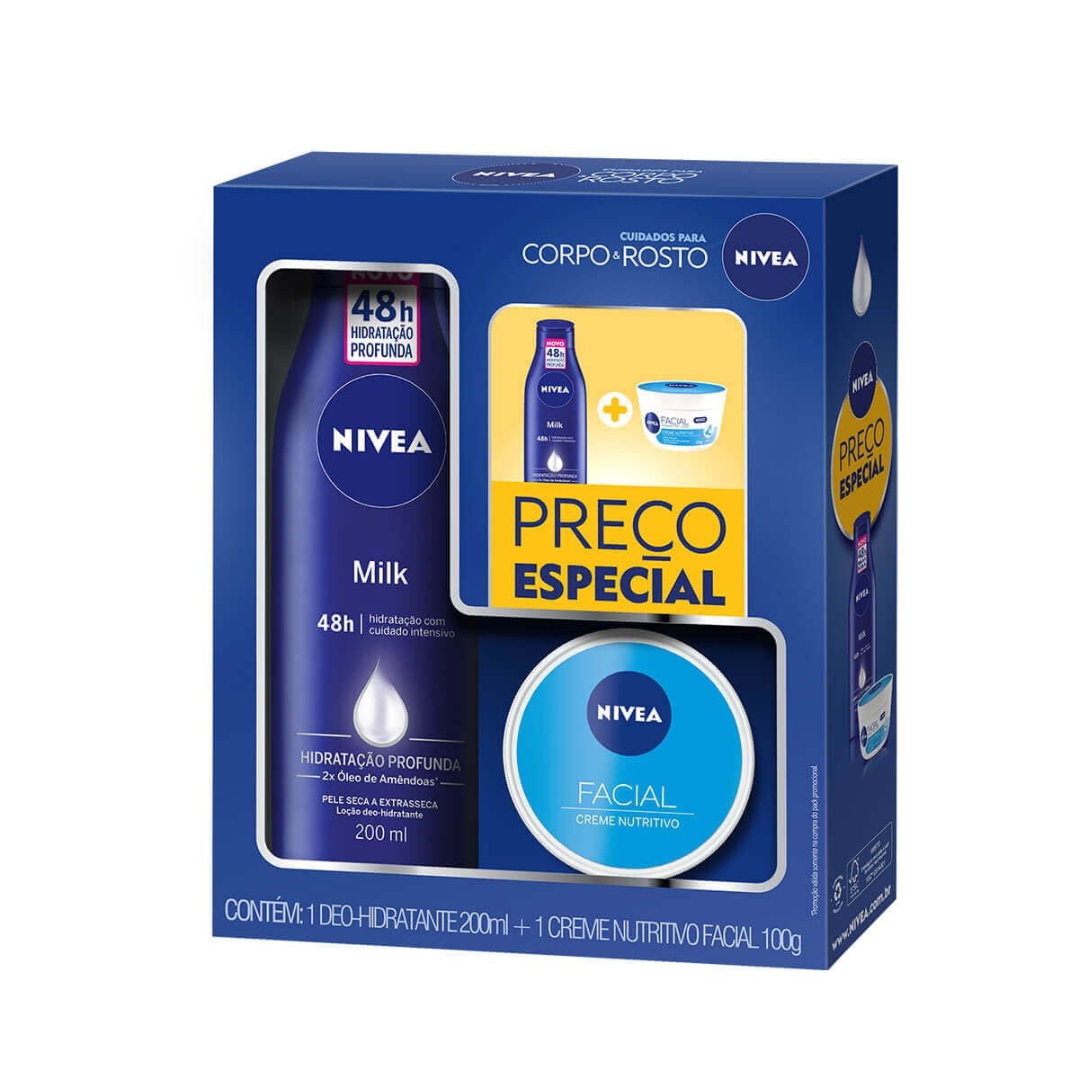 Kit Loção Hid Milk 200ml+Creme Facial Nutritivo 100g -NIVEA