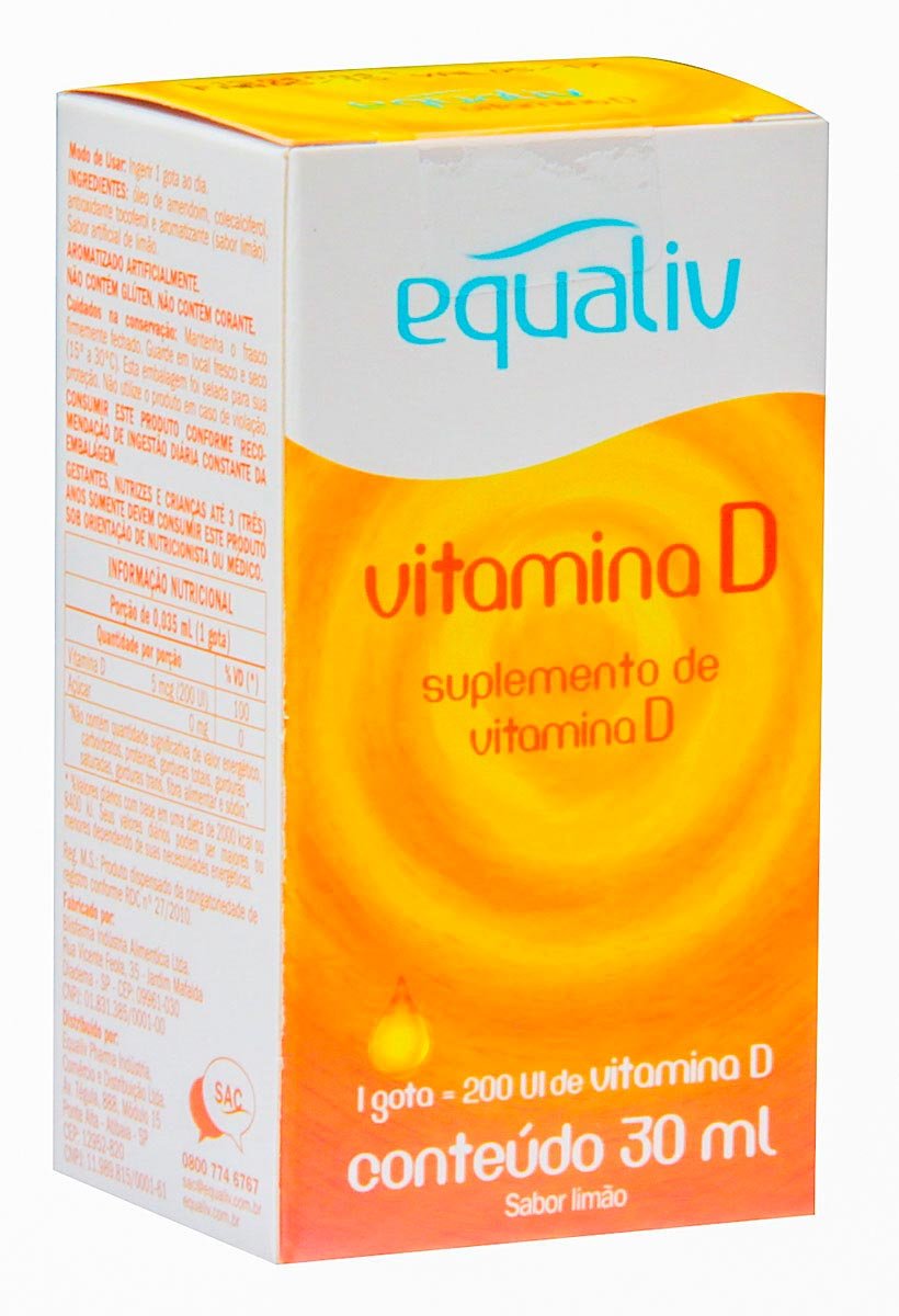 Vitamina D 200UI Limão Gotas 30ml - EQUALIV