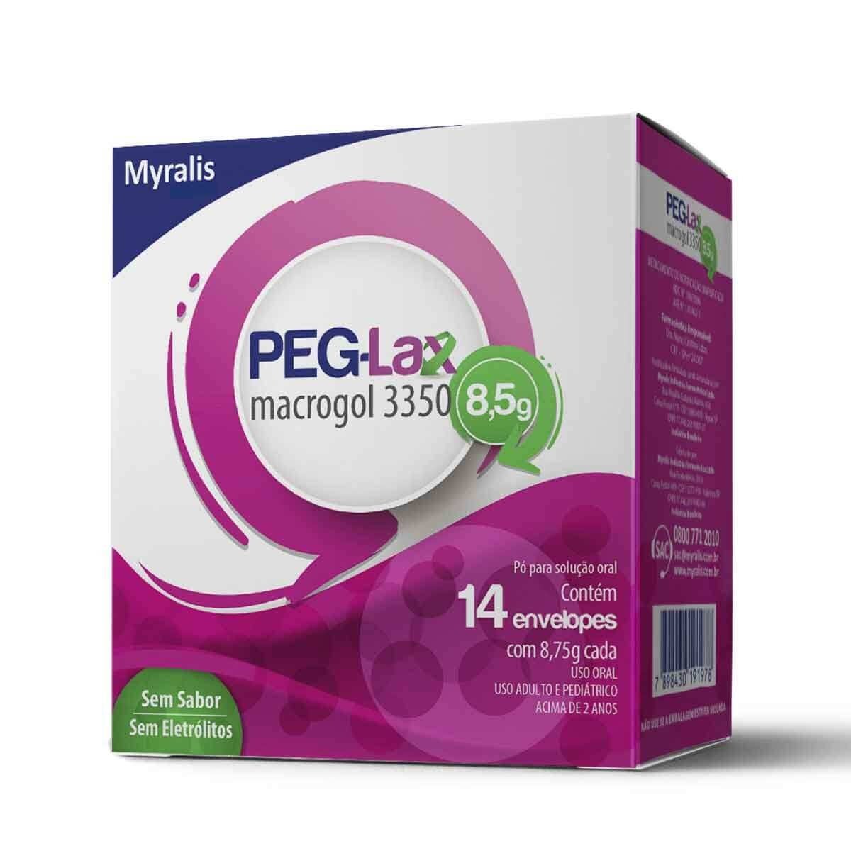 Peg-Lax 8,5g em Pó Sem Sabor 14 envelopes - MYRALIS