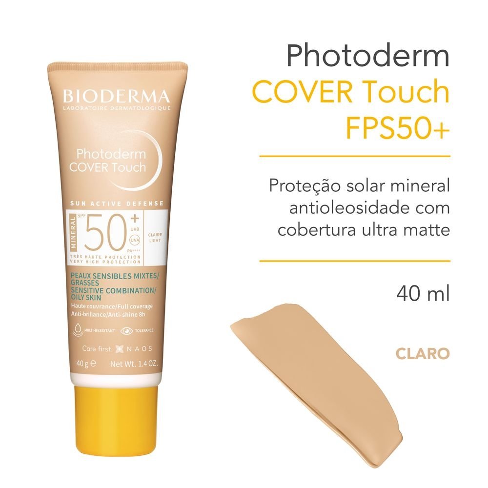 Photoderm Liquido Cover Touch Fps50+ Claro 40g - BIODERMA