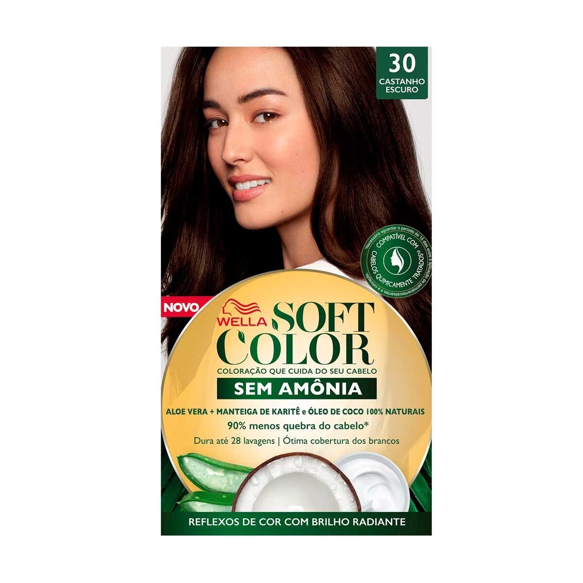 Tintura 30 Castanho Escuro Sem Amônia - SOFT COLOR