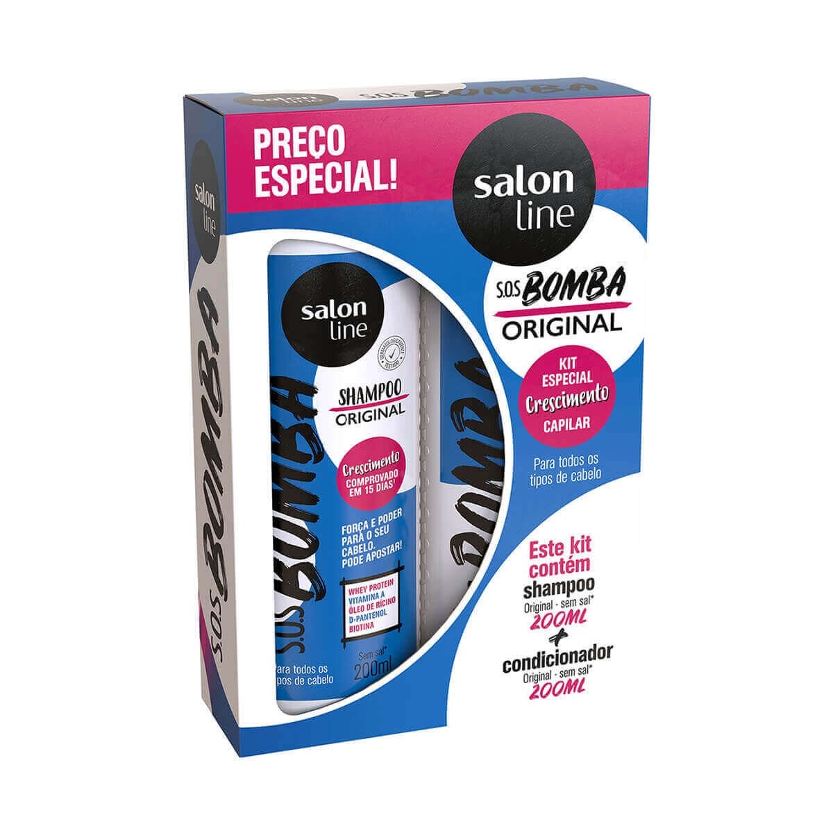 Kit Shampoo+Condicionador SOS Bomba 200ml - SALON LINE