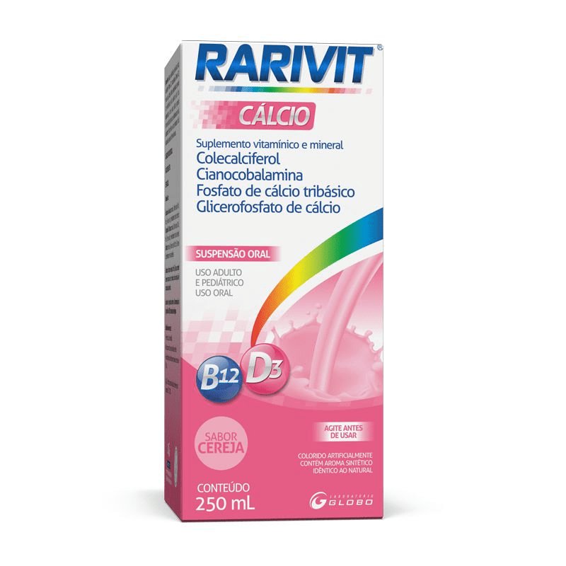 Rarivit Cálcio D3+B12 Laboratório Globo 250Ml