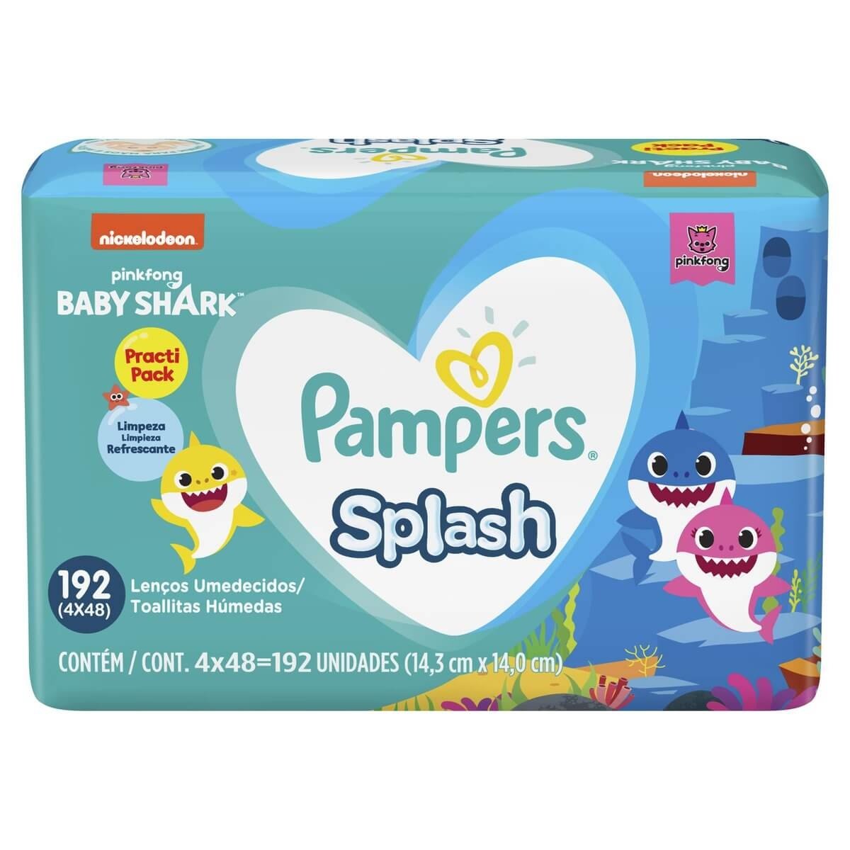 Lenço Umedecido Pampers Splash Baby Shark 192 unidades