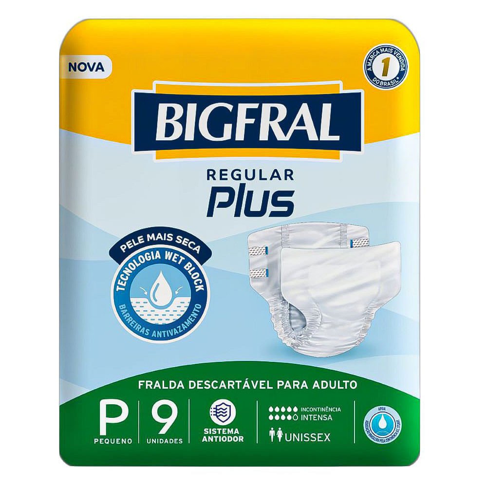 Fralda Descartável Adulto Bigfral Plus P Pacote 9 Unidades