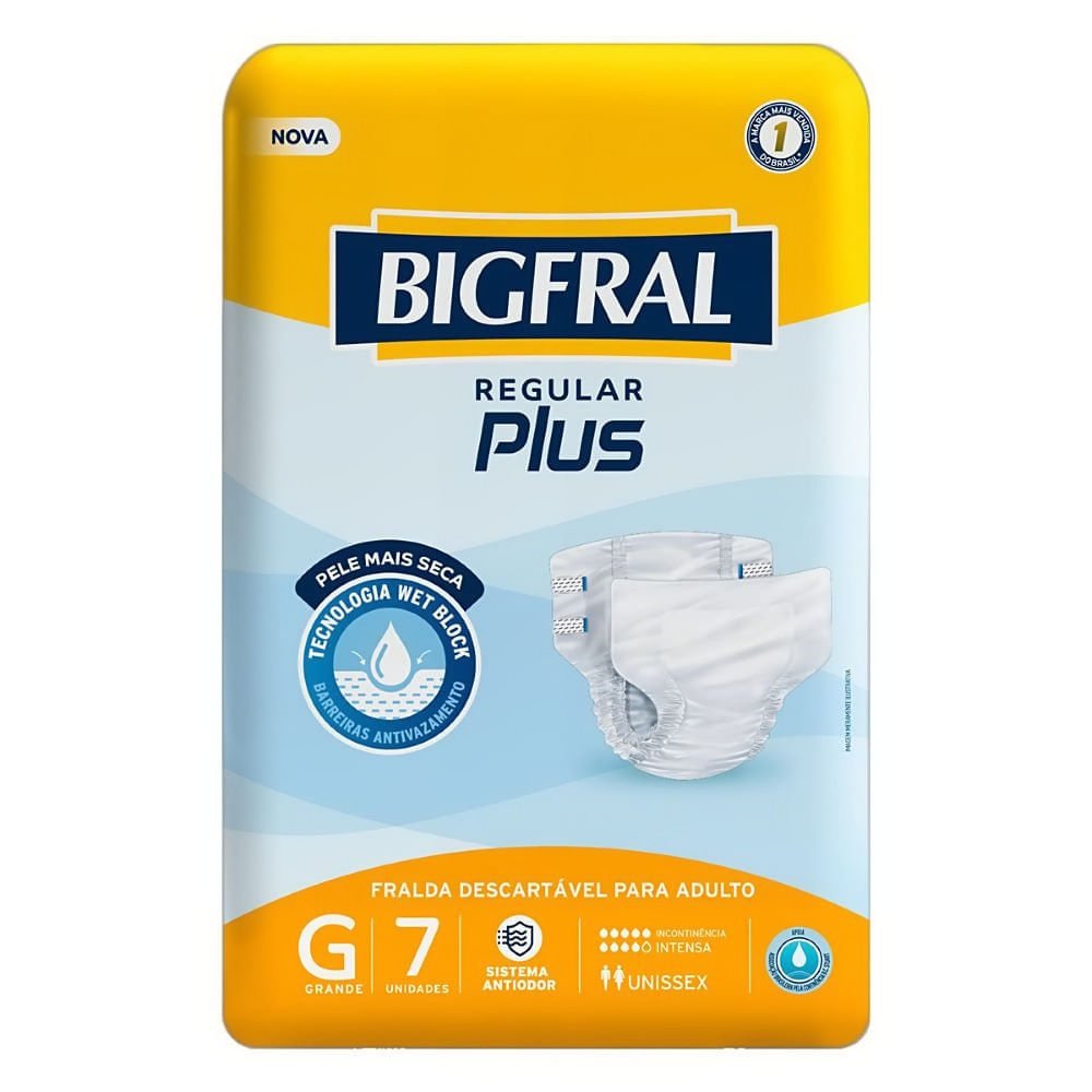 Fralda Descartável Adulto Regular Plus G Bigfral 7 Unidades