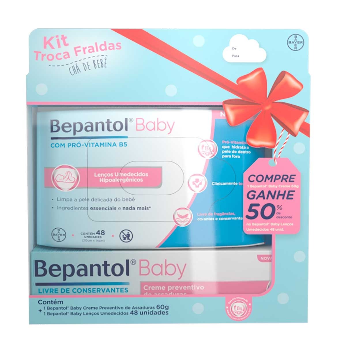 Kit Bepantol Baby Creme Contra Assadura 60g + Lenço Umedecid