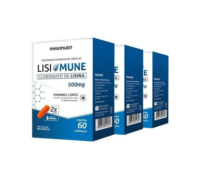 Lisimune Lisina Vitamina C/Zinco 60 Cápsulas - MAXINUTRI