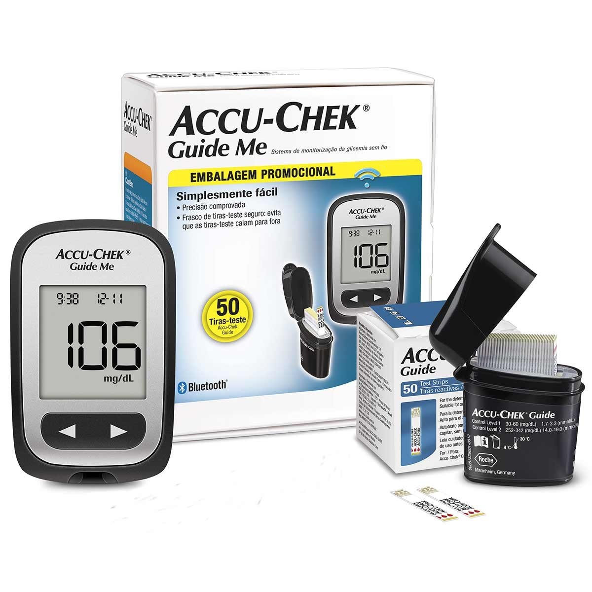 Kit Medidor De Glicemia Guide Me Accu-Chek + 50 Tiras