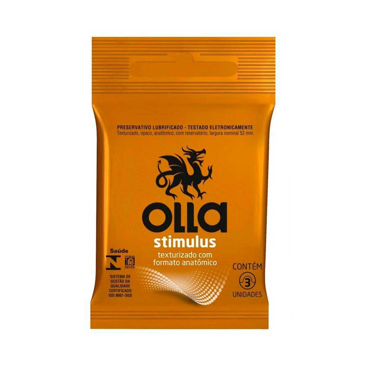 Preservativo Masculino Lubrificado Texturizado Olla 3Unidade